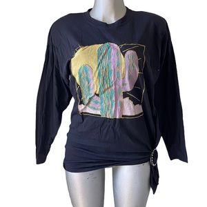 Vintage 1980’s Western Cactus T-Shirt Long Sleeve Gel Southwestern Cowgirl Large